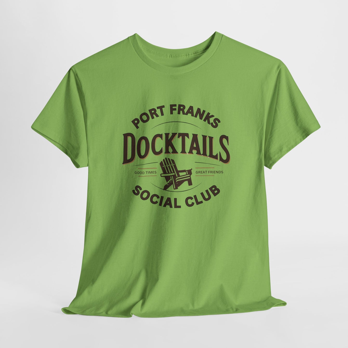 *Port Franks Docktails Social Club Tee, Unisex Heavy Cotton Shirt for Weekend Escape, Nautical Vibes, Gift for Boaters, Summer Gatherings