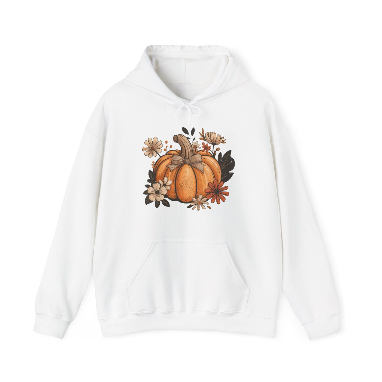 *Pumpkin Floral Hoodie - Cozy Fall Vibes, Unisex Sweatshirt for Halloween, Thanksgiving, Autumn Style, Gift Idea