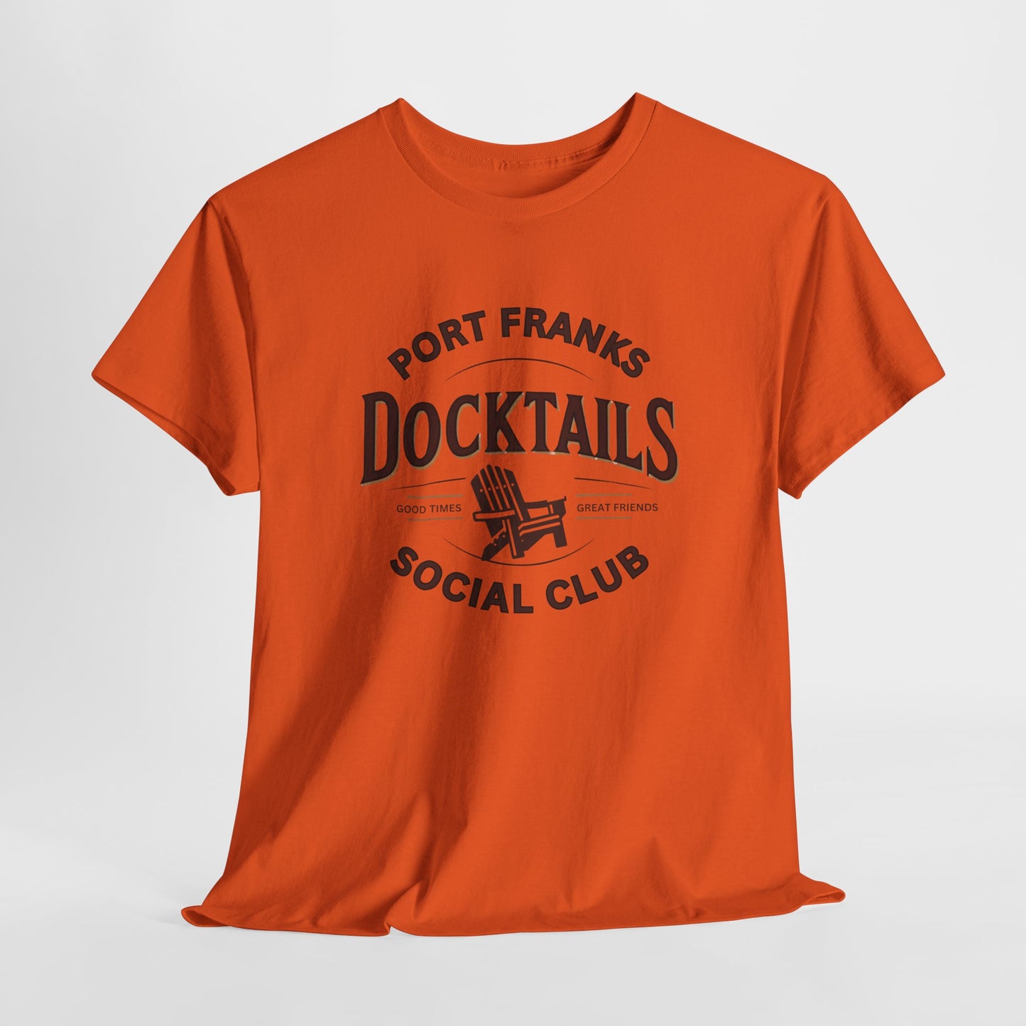 *Port Franks Docktails Social Club Tee, Unisex Heavy Cotton Shirt for Weekend Escape, Nautical Vibes, Gift for Boaters, Summer Gatherings