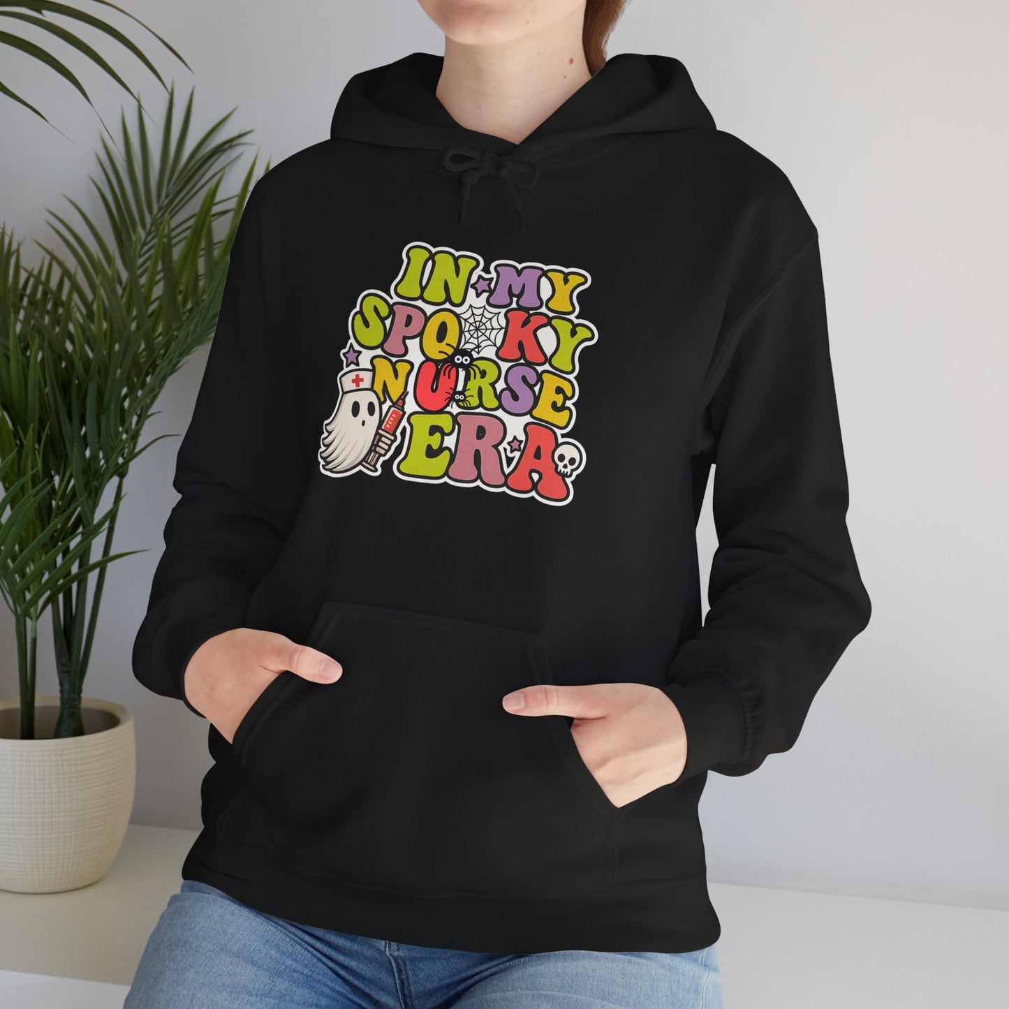 *Spooky Nurse Hoodie, Funny Halloween Sweatshirt, Gift for Nurses, Unisex Fall Apparel, Cozy Halloween Wear
