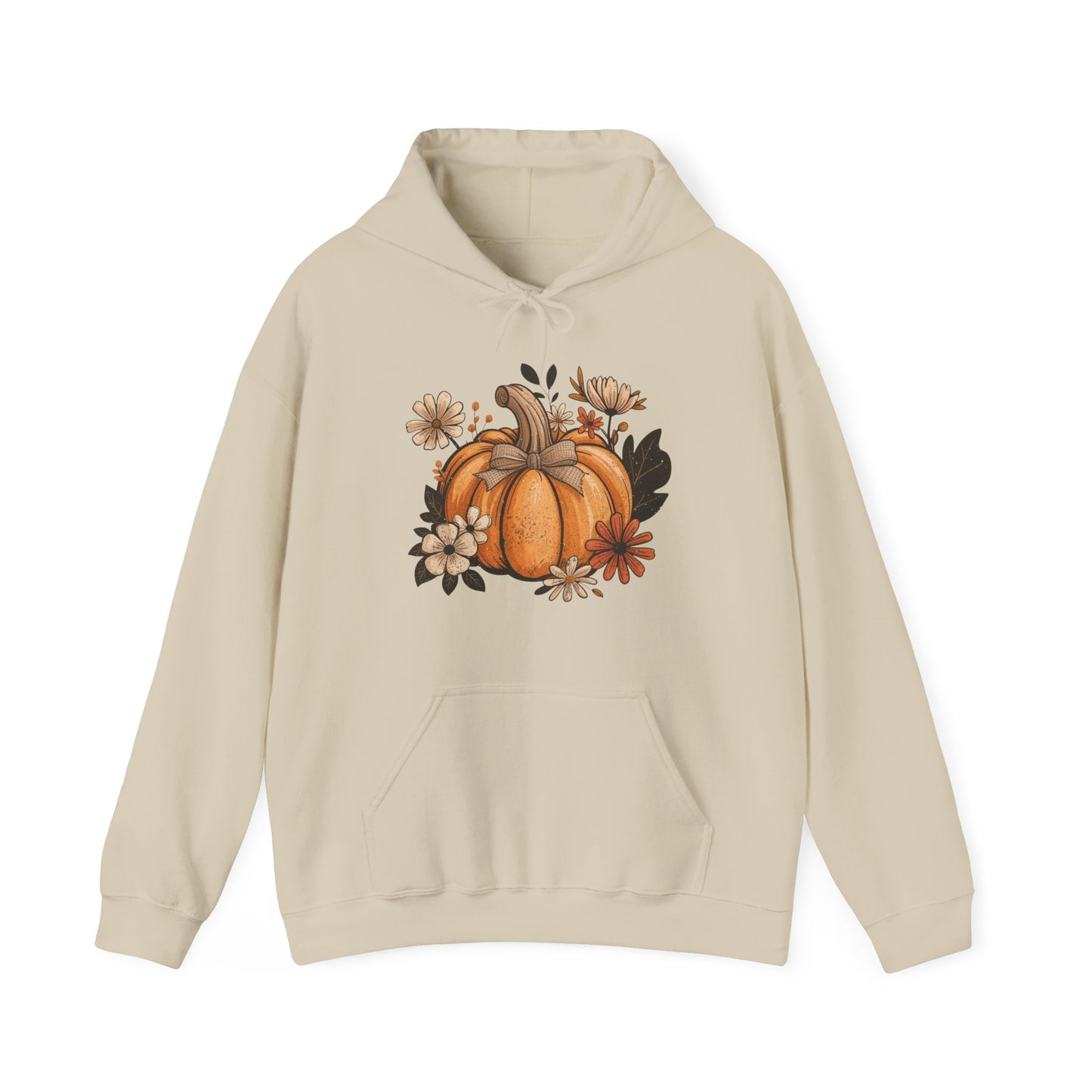 *Pumpkin Floral Hoodie - Cozy Fall Vibes, Unisex Sweatshirt for Halloween, Thanksgiving, Autumn Style, Gift Idea
