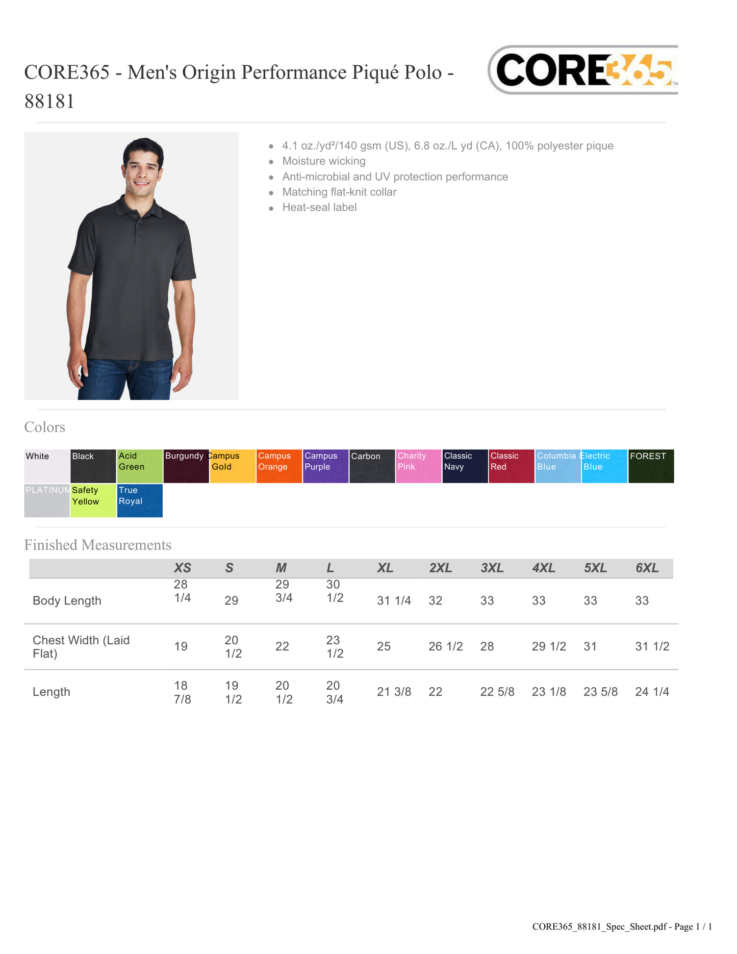 CORE 365 Mens Polo 88181