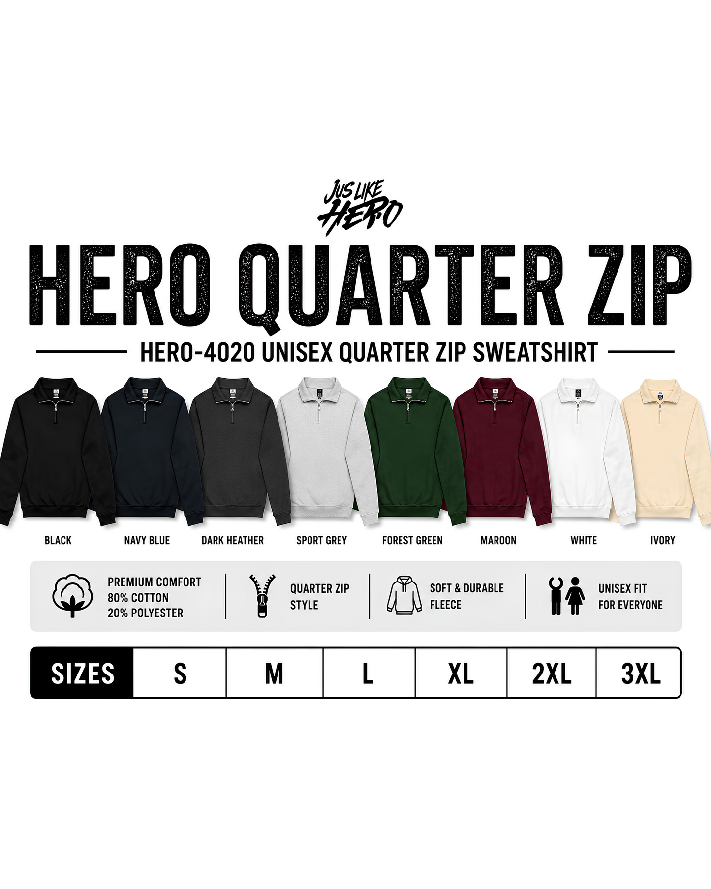 HERO QUARTER ZIP-4020 Unisex Quarter Zip Sweatshirt