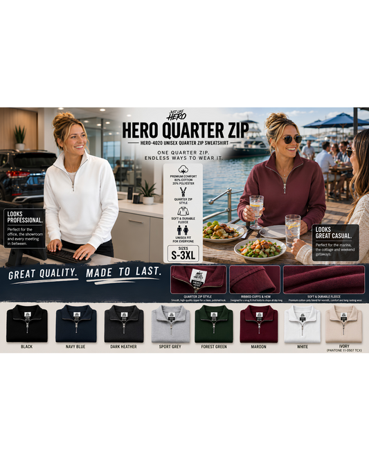 HERO QUARTER ZIP-4020 Unisex Quarter Zip Sweatshirt