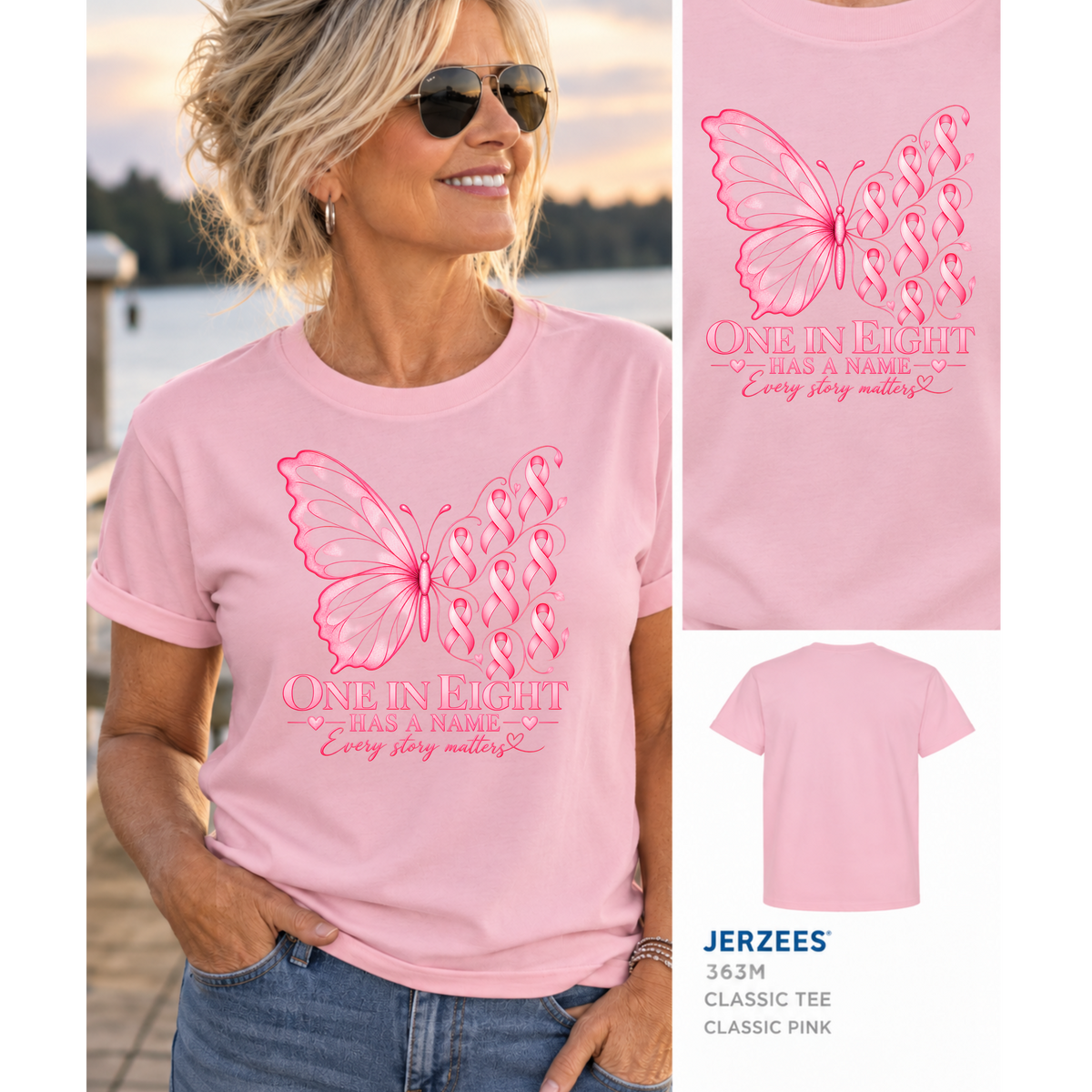 One in Eight Has a Name — Breast Cancer Awareness Classic Pink Tee
