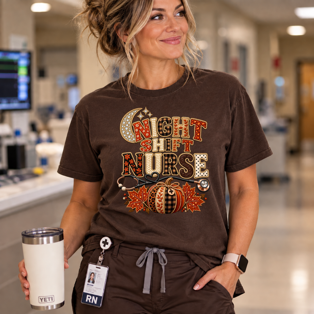 Night Shift Nurse – Premium Patchwork 3D Comfort Colors® Tee