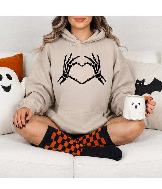 *Skeleton Heart Unisex Hoodie, Cozy Sweatshirt for Halloween, Gift for Friends, Match with Casual Outfits, Perfect for Fall Celebrations