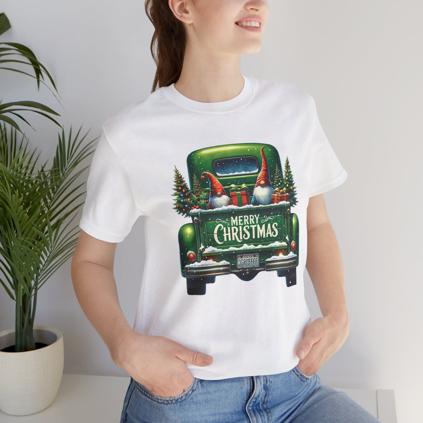 Christmas T-shirt, Vintage truck with knomes