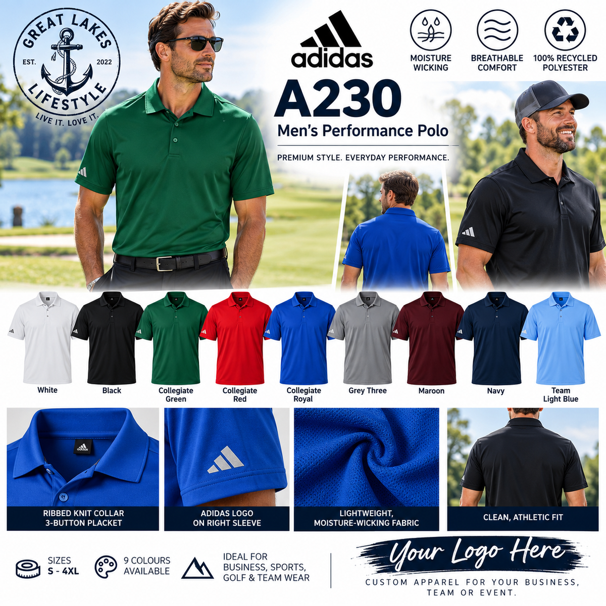 Adidas A230 Men's Performance Polo