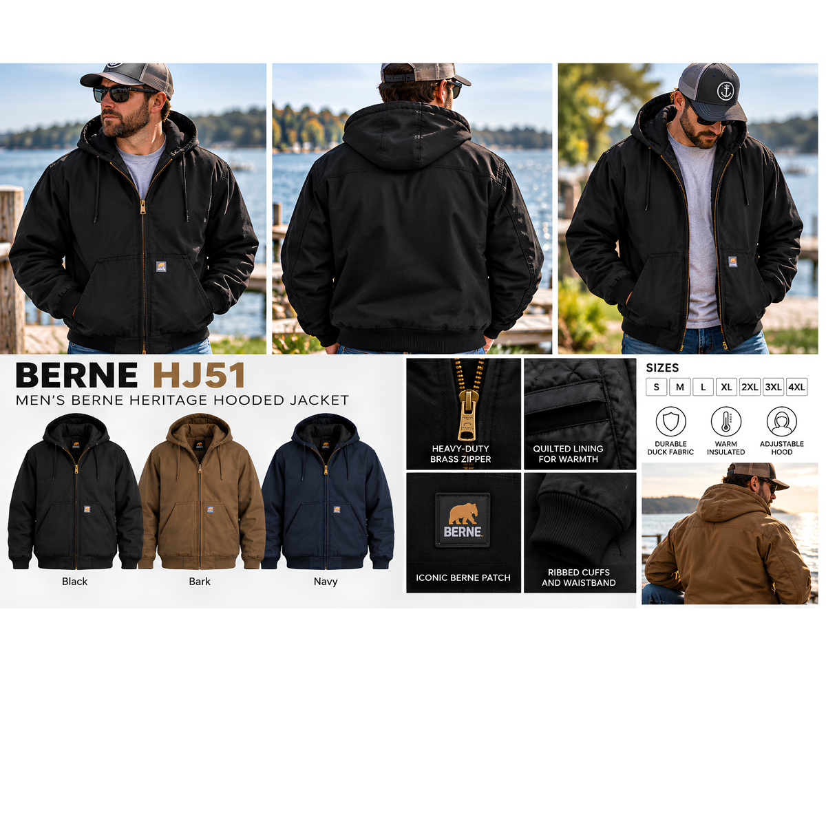 Berne HJ51 Heritage Hooded Jacket | Built Tough. Made to Work.