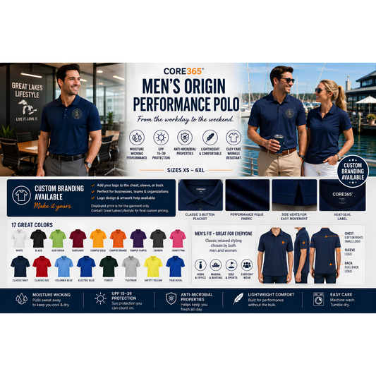 Blue Coast Lifestyle CORE365 Men’s Origin Performance Polo – Custom B&B Logo