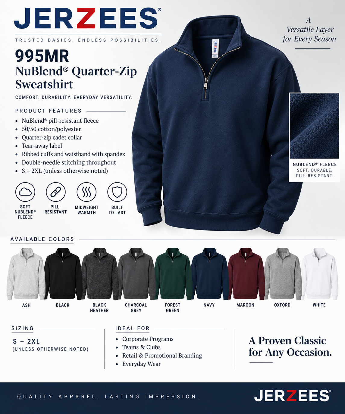 Jerzees 995MR NuBlend® Quarter-Zip Sweatshirt