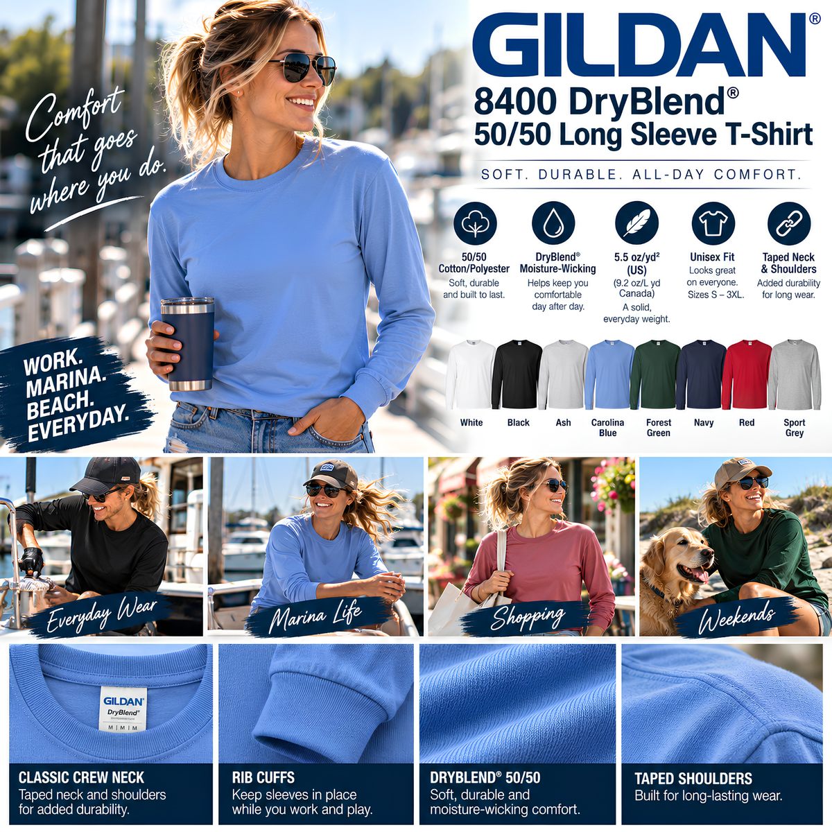 Gildan 8400 DryBlend® 50/50 Long Sleeve T-Shirt