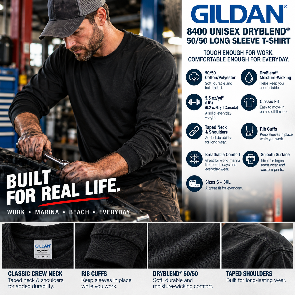 Gildan 8400 DryBlend® 50/50 Long Sleeve T-Shirt