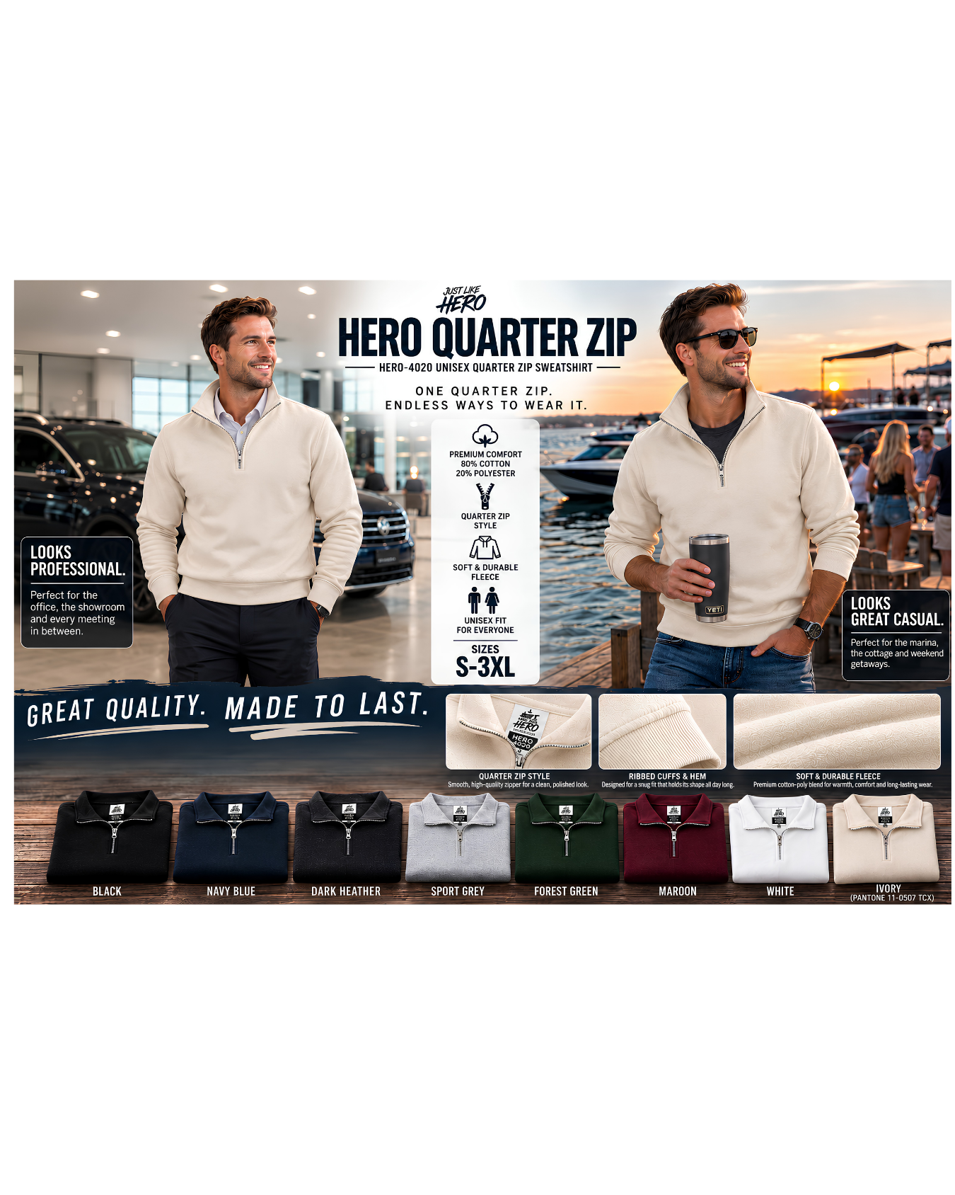 HERO QUARTER ZIP-4020 Unisex Quarter Zip Sweatshirt