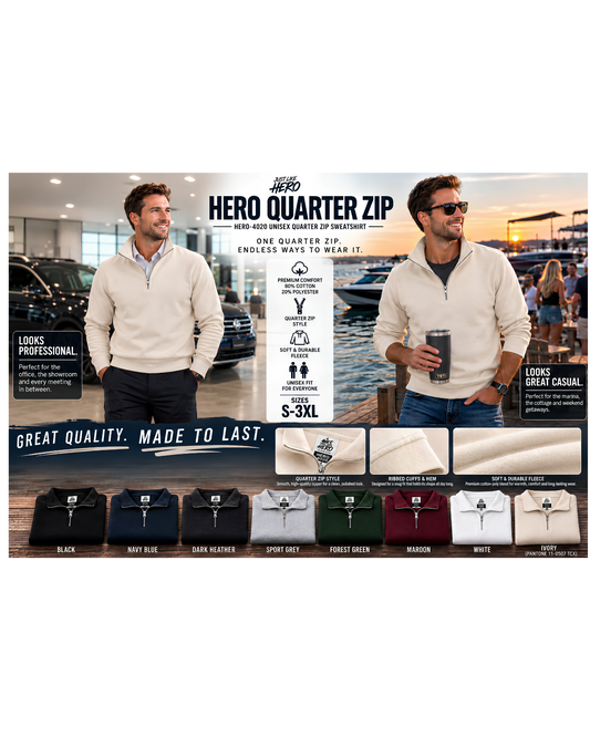 HERO QUARTER ZIP-4020 Unisex Quarter Zip Sweatshirt