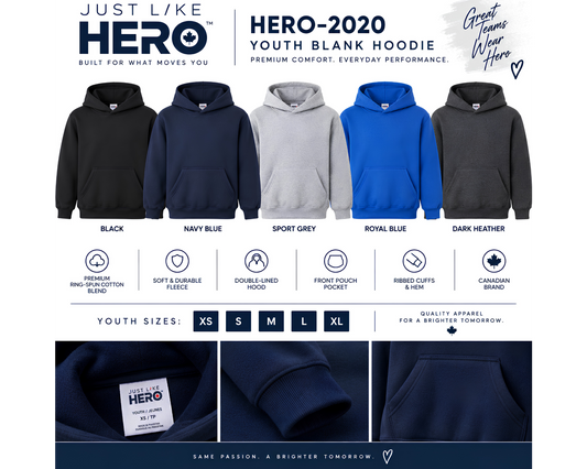 Just Like Hero HERO-2020 Youth Pullover Hoodie | Premium Team Hoodie