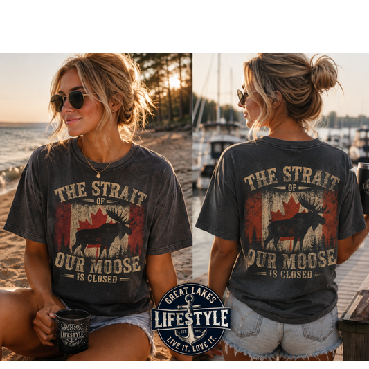 The Strait of Our Moose Is Closed | Comfort Colors® Vintage Canadian Tee