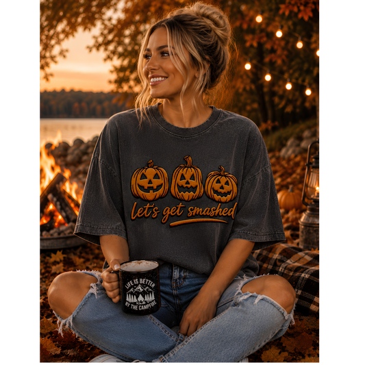 Let’s Get Smashed Pumpkin Halloween Tee – Comfort Colors