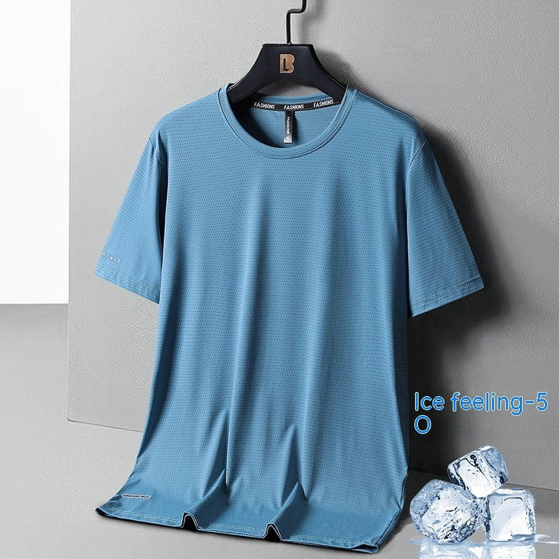 Summer Ice Silk Quick-drying Loose Breathable Short Sleeve