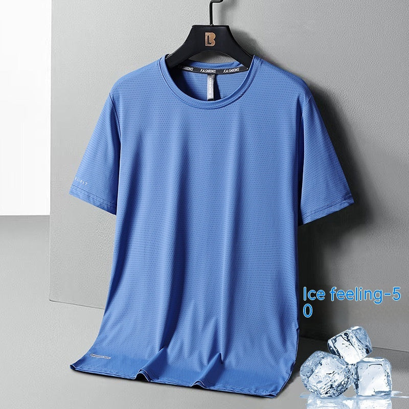 Summer Ice Silk Quick-drying Loose Breathable Short Sleeve