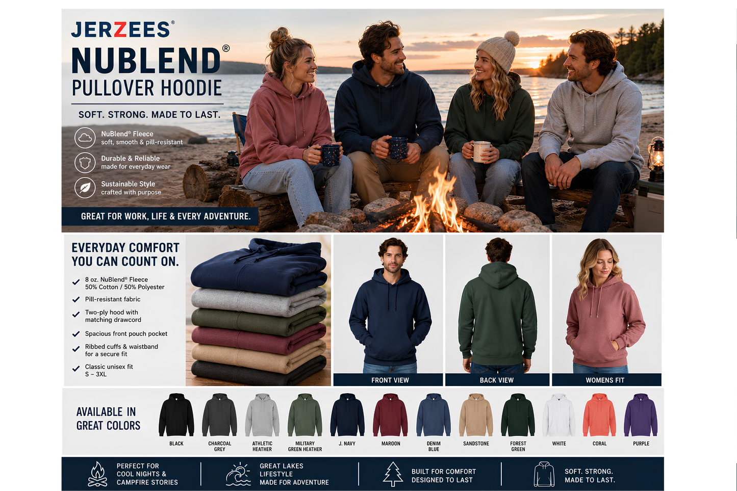 Jerzees 996MR NuBlend® Pullover Hoodie | Unisex Fleece Hoodie
