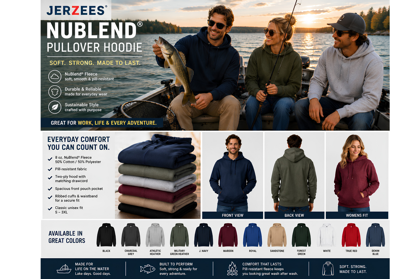 Jerzees 996MR NuBlend® Pullover Hoodie | Unisex Fleece Hoodie
