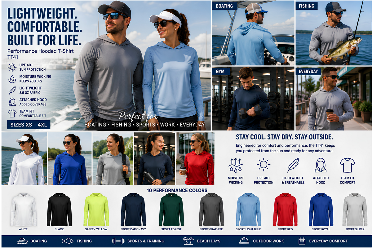 Team 365 TT41 Performance Hooded Long Sleeve | UPF 40+
